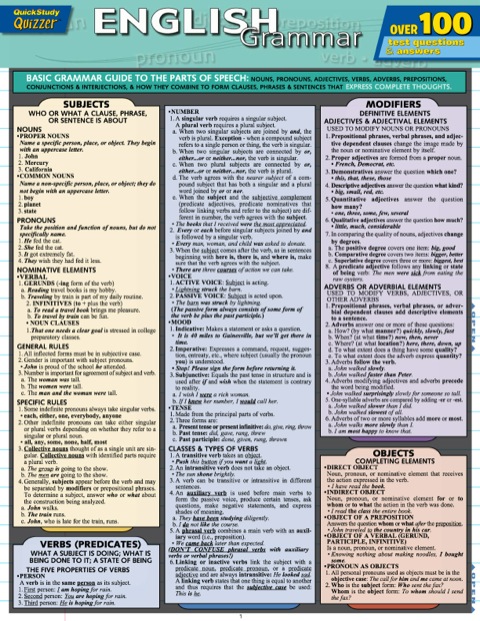 Cover image for book ENGLISH GRAMMAR QUIZZER
