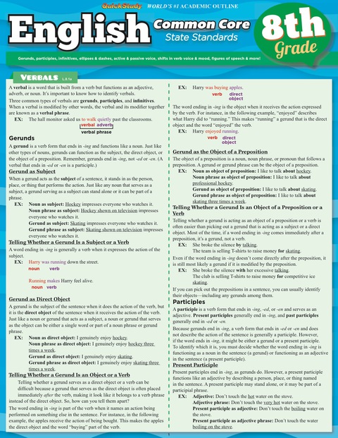 Cover image for book QuickStudy - ENGLISH COMMON CORE 8TH GRADE