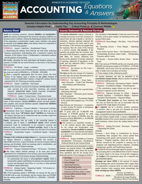 Page Fidelity ACCOUNTING EQUATIONS & ANSWERS  STUDY GUIDE; $7.65