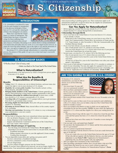 Cover image for book U.S. CITIZENSHIP STUDY GUIDE