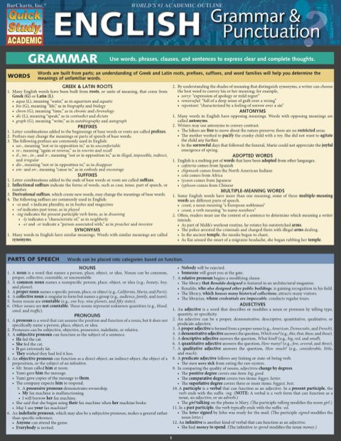 Cover image for book ENGLISH GRAMMAR & PUNCTUATION  STUDY GUIDE