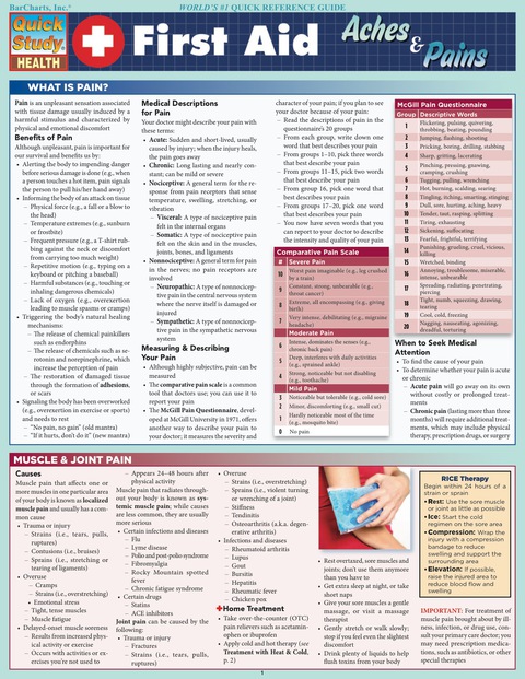 Cover image for book QUICKSTUDY-FIRST AID: ACHES & PAINS