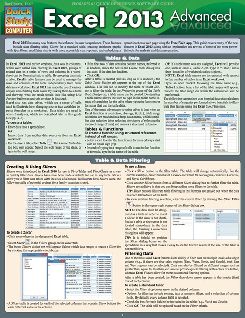 Cover image for book QuickStudy -EXCEL 2013 Advanced