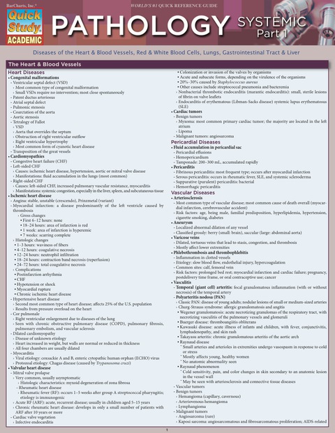 Cover image for book QUICKSTUDY-PATHOLOGY: SYSTEMIC PART 1