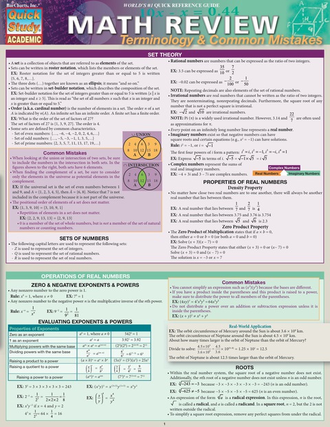 Cover image for book QUICKSTUDY-MATH REVIEW TERMINOLOGY
