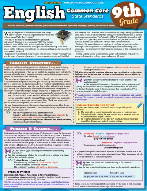 Cover image for book QuickStudy - ENGLISH COMMON CORE 9TH GRADE