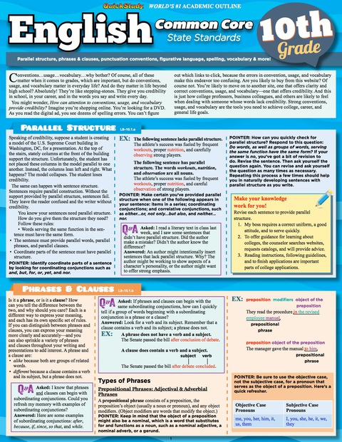 Cover image for book QuickStudy - ENGLISH COMMON CORE 10TH GRADE
