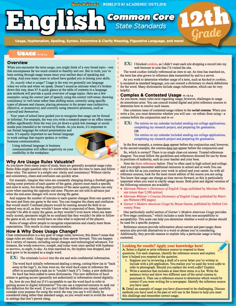 Cover image for book QuickStudy - ENGLISH COMMON CORE 12TH GRADE