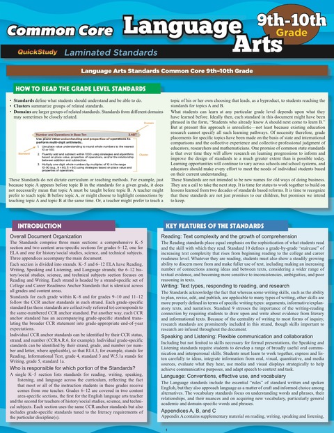 Cover image for book Quickstudy -CCSS: LANGUAGE ARTS 9TH & 10TH