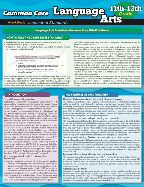 Cover image for book Quickstudy -CCSS: LANGUAGE ARTS 11TH &