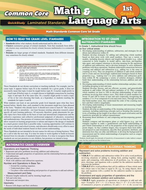 Cover image for book Quickstudy -CCSS: MATH & LANGUAGE ARTS 1ST