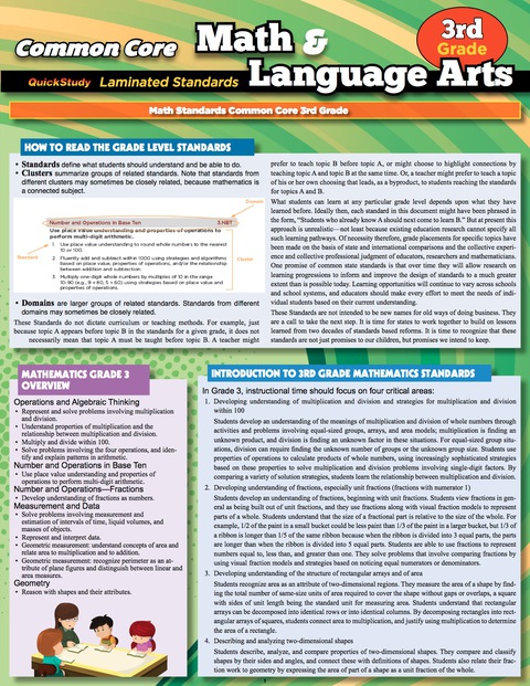 Cover image for book Quickstudy -CCSS: MATH & LANGUAGE ARTS 3RD
