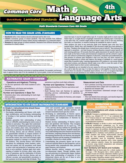 Cover image for book Quickstudy -CCSS: MATH & LANGUAGE ARTS 4TH