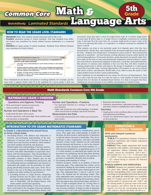 Cover image for book Quickstudy -CCSS: MATH & LANGUAGE ARTS 5TH
