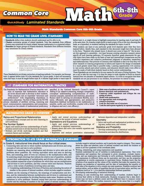 Cover image for book Quickstudy -CCSS: MATH 6TH TO 8TH GRADE