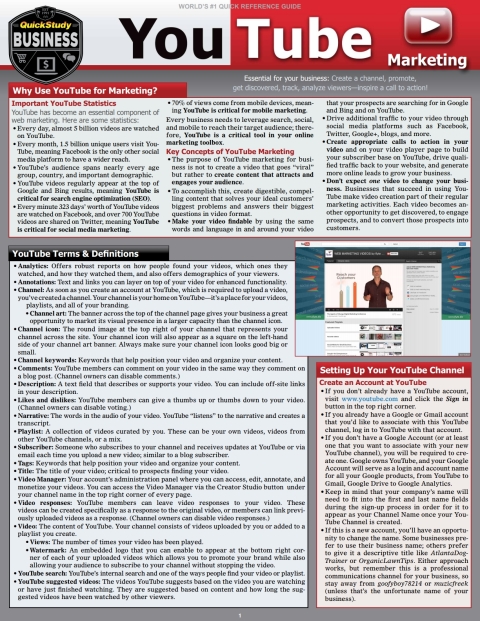 Cover image for book YouTube Marketing: a QuickStudy Reference Eguide