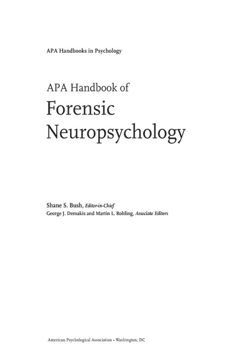 Cover image for book APA Handbook of Forensic Neuropsychology
