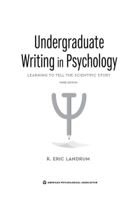 صورة الغلاف: Undergraduate Writing in Psychology 3rd edition 9781433833892