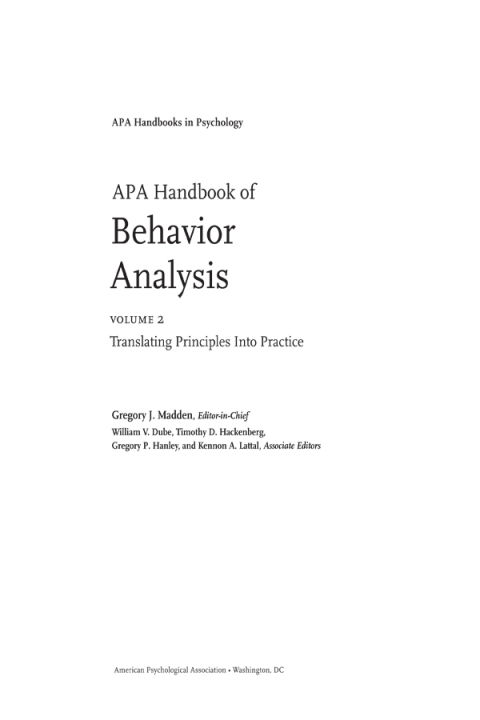 Cover image for book APA Handbook of Behavior Analysis, Volume 2