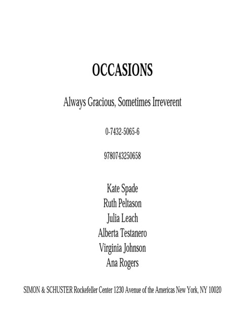 Cover image for book Occasions