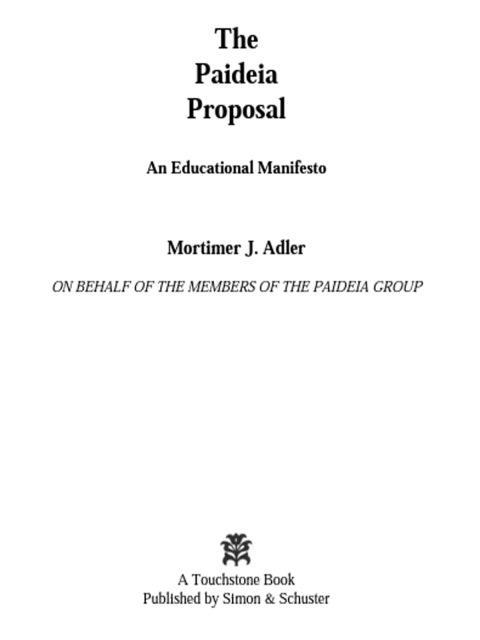 Cover image for book Paideia Proposal