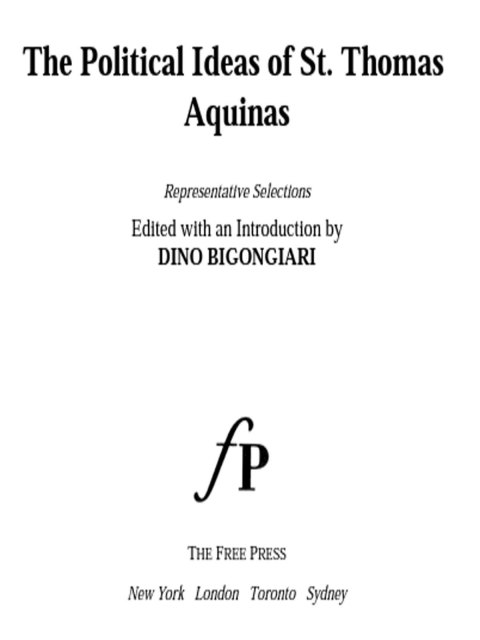 Cover image for book The Political Ideas of St. Thomas Aquinas