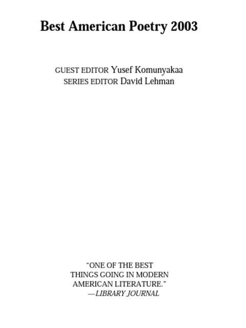Cover image for book The Best American Poetry 2003