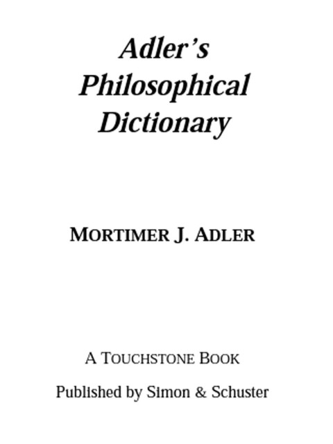 Cover image for book Adler's Philosophical Dictionary