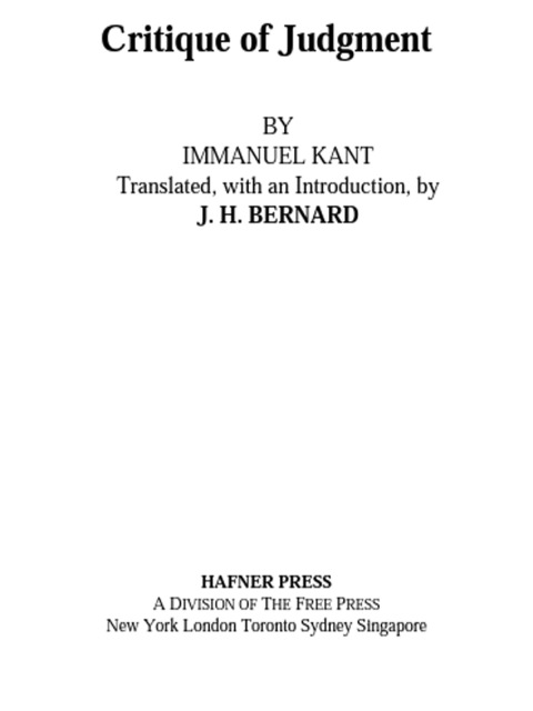 Cover image for book Critique of Judgement