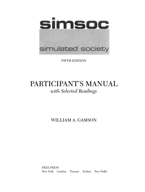Cover image for book SIMSOC: Simulated Society, Participant's Manual