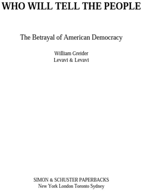 Cover image for book Who Will Tell The People