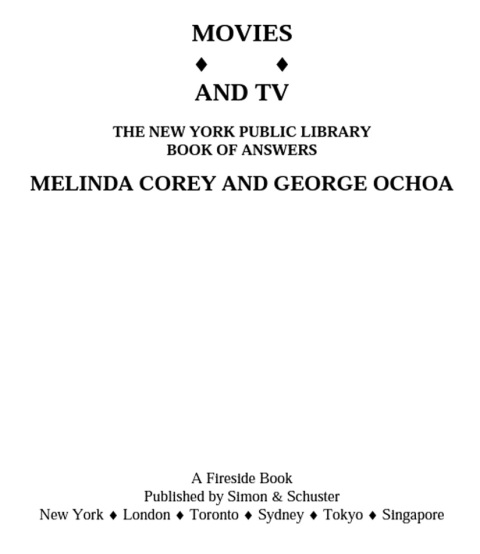 Cover image for book Movies and TV: The New York Public Library Book of Answers