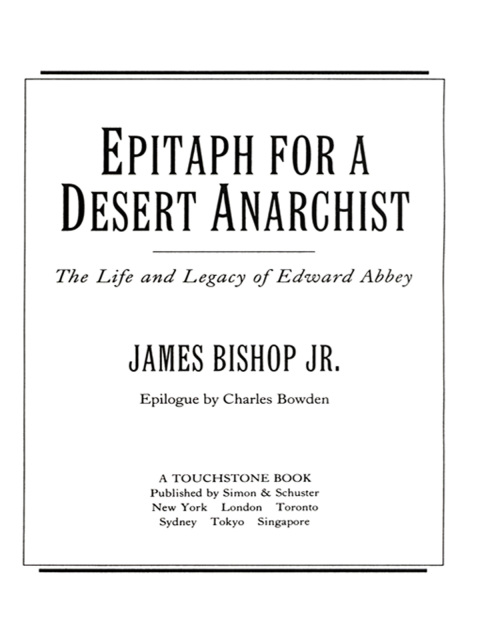 Cover image for book Epitaph For A Desert Anarchist
