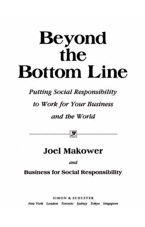 Cover image for book Beyond The Bottom Line