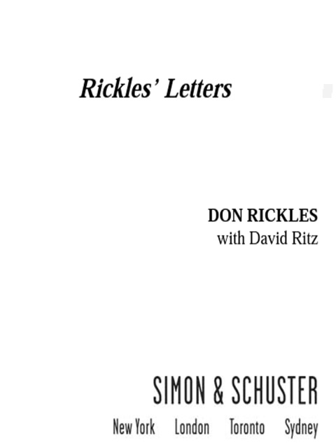 Cover image for book Rickles' Letters