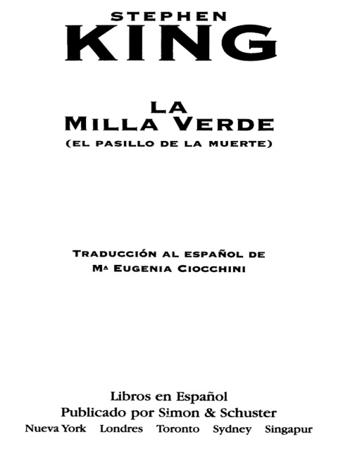 Cover image for book La milla verde (The Green Mile)
