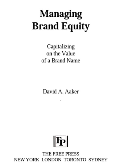 Cover image for book Managing Brand Equity