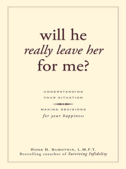 Cover image for book Will He Really Leave Her For Me?