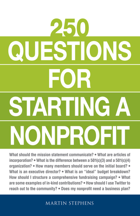 Cover image for book 250 Questions for Starting a Nonprofit