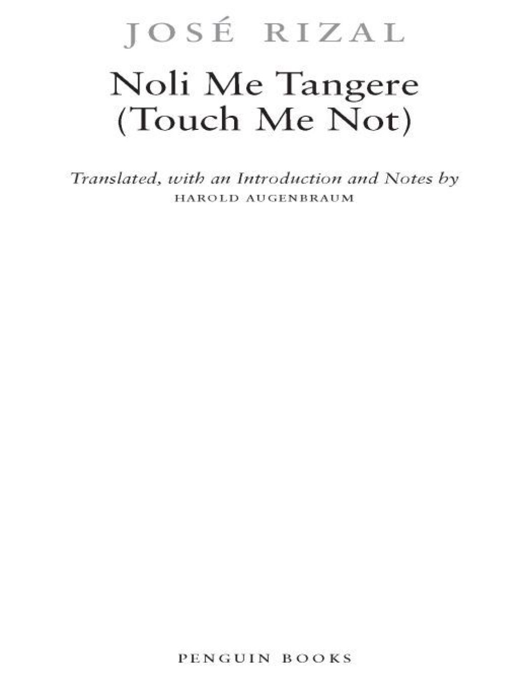 Reflowable Noli Me Tangere (Touch Me Not); $14.42