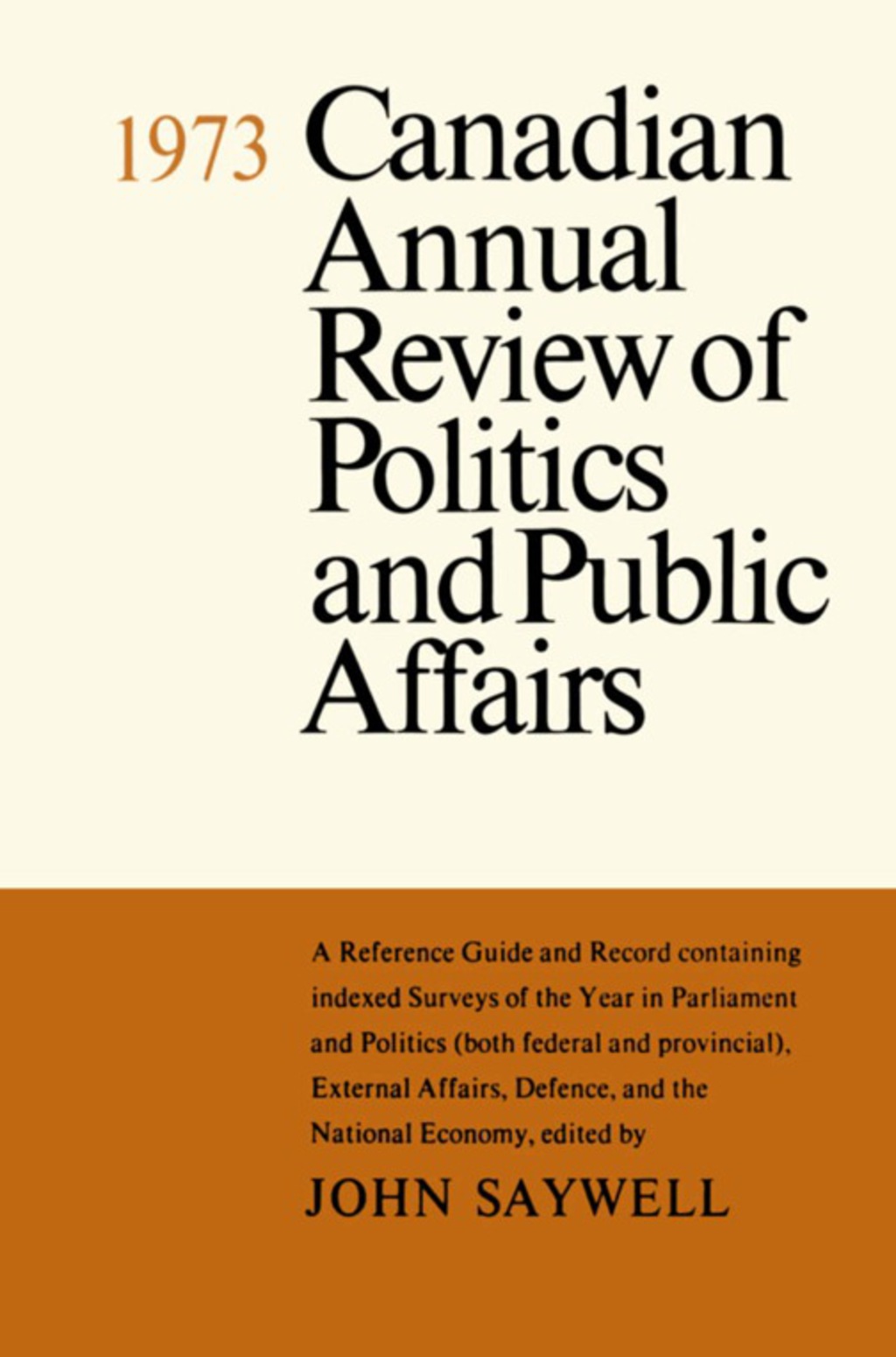 Page Fidelity Canadian Annual Review of Politics and Public Affairs 1973; $65.52