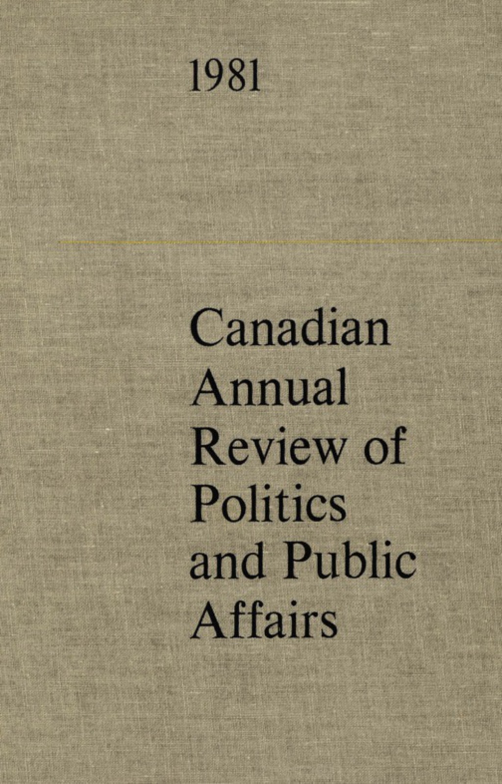 Page Fidelity Canadian Annual Review of Politics and Public Affairs 1981; $65.52