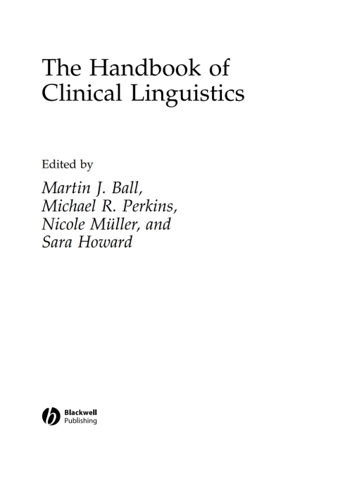 The Handbook of Clinical Linguistics