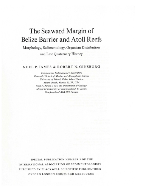 Cover image for book The Seaward Margin of the Belize Barrier and Atoll Reefs