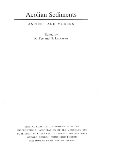 Cover image for book Aeolian Sediments