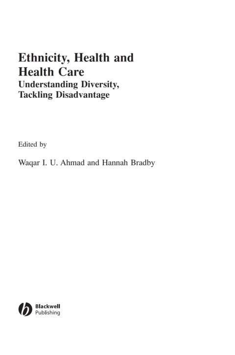 Cover image for book Ethnicity, Health and Health Care