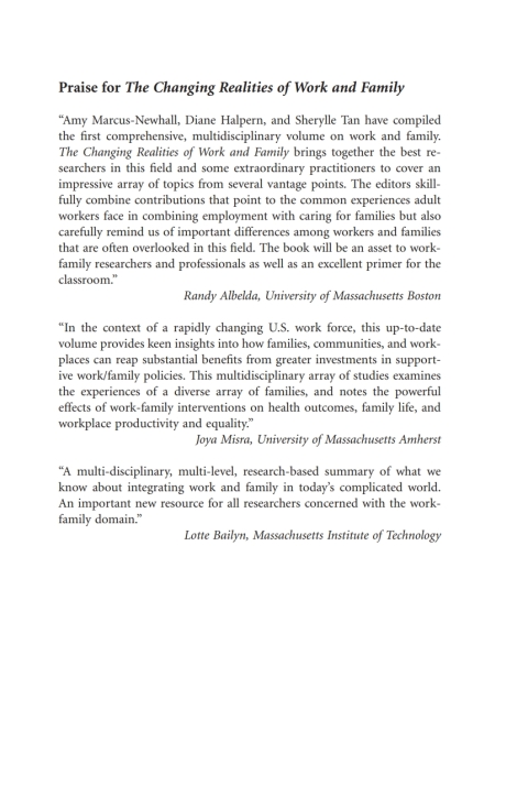 The Changing Realities of Work and Family: A Multidisciplinary Approach 