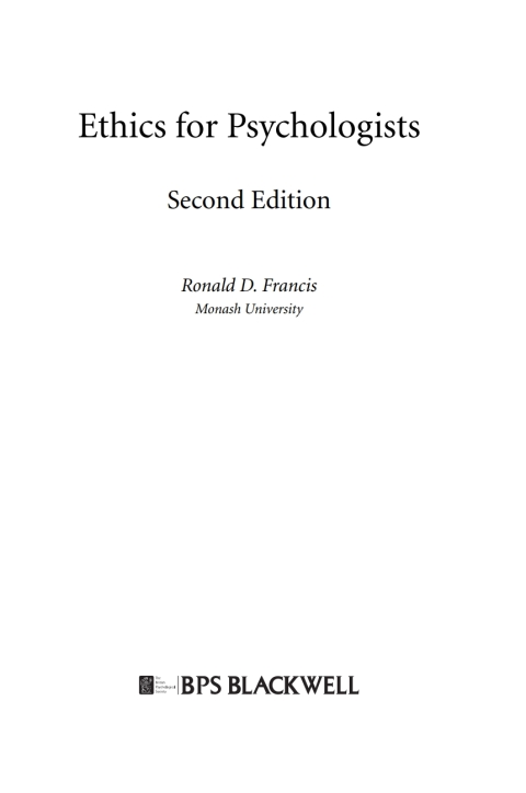 Cover image for book Ethics for Psychologists
