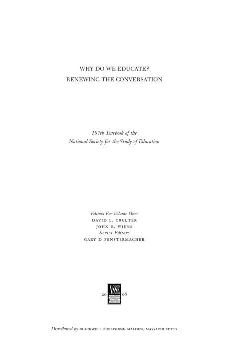 Cover image for book Why Do We Educate?