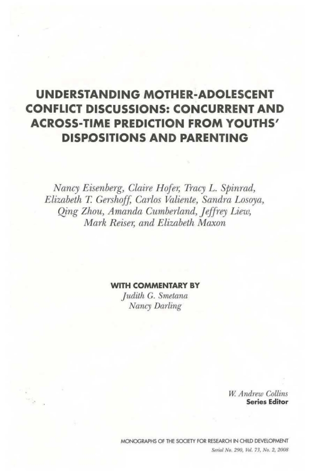 Understanding Mother-Adolescent Conflict Discussions